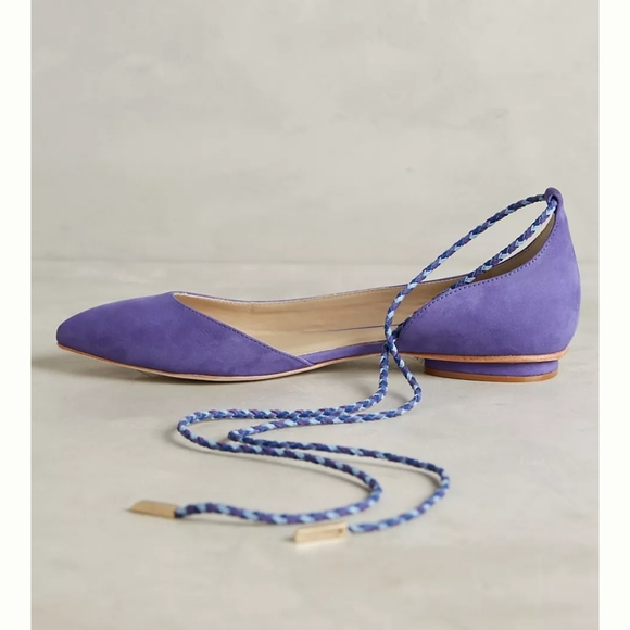 Guilhermina Suede Ankle-Tie Flats 9M - Picture 4 of 12
